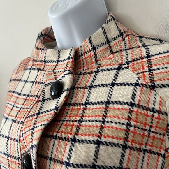 Queen of Capes Country Place Cape Jacket Women Tweed Vintage Cream Plaid Mod 60s - Picture 10 of 16